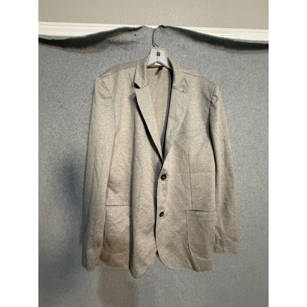 7 Diamonds Blazer Sport Coat Mens XL Beige Poly Rayon Stretch Casual Jacket